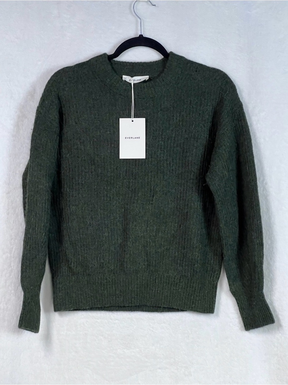 Everlane The Cocoon Crew Neck Sweater In Alpaca Dark Forest Size S NWT - Picture 7 of 9